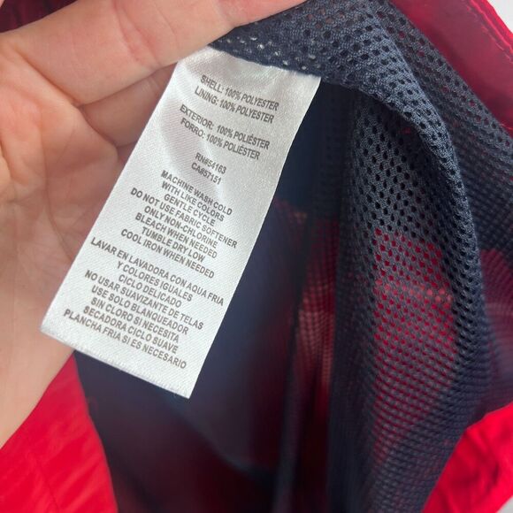 Tommy Hilfiger Logo Red Hooded Drawstring Waist Windbreaker Full Zip Size XL - Picture 11 of 13